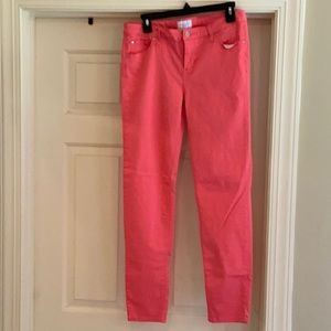 Peachy skinny jeans.